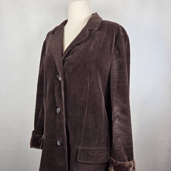 J. Jill Women's L Brown Corduroy Jacket Coat With Velvet Cuffs Preppy Old Money - Picture 1 of 10